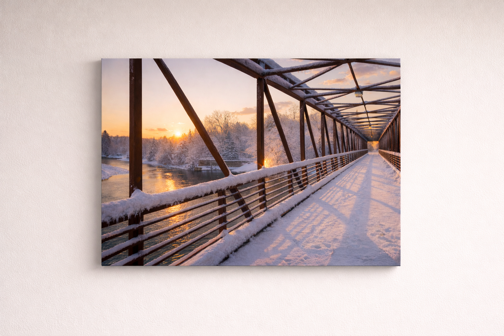 Bissell park bridge winter sunset