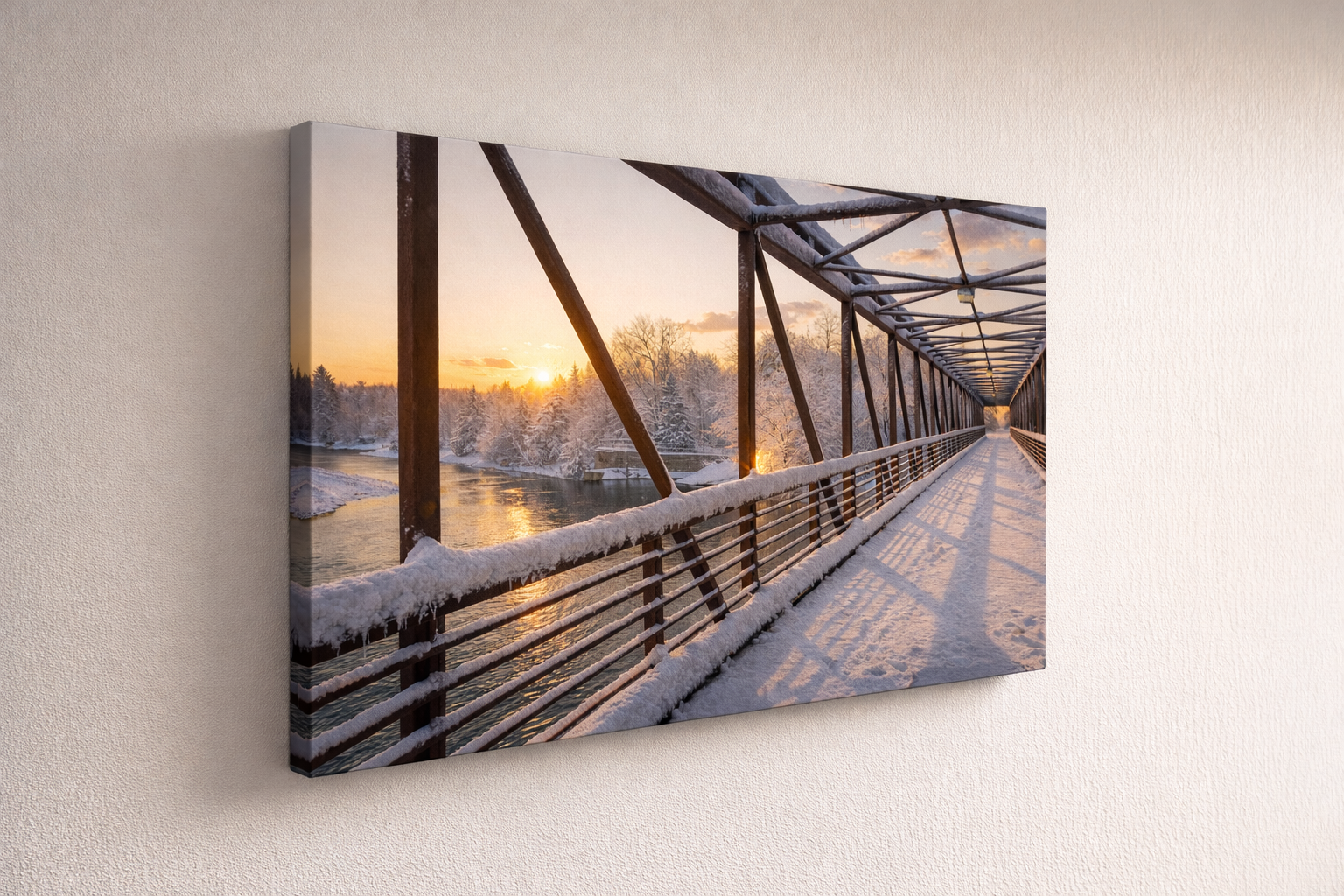 Bissell park bridge winter sunset