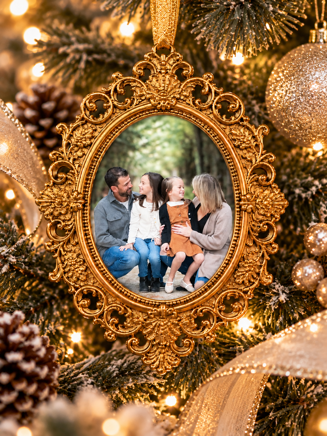 Personalized Vintage Photo Frame Christmas Ornament