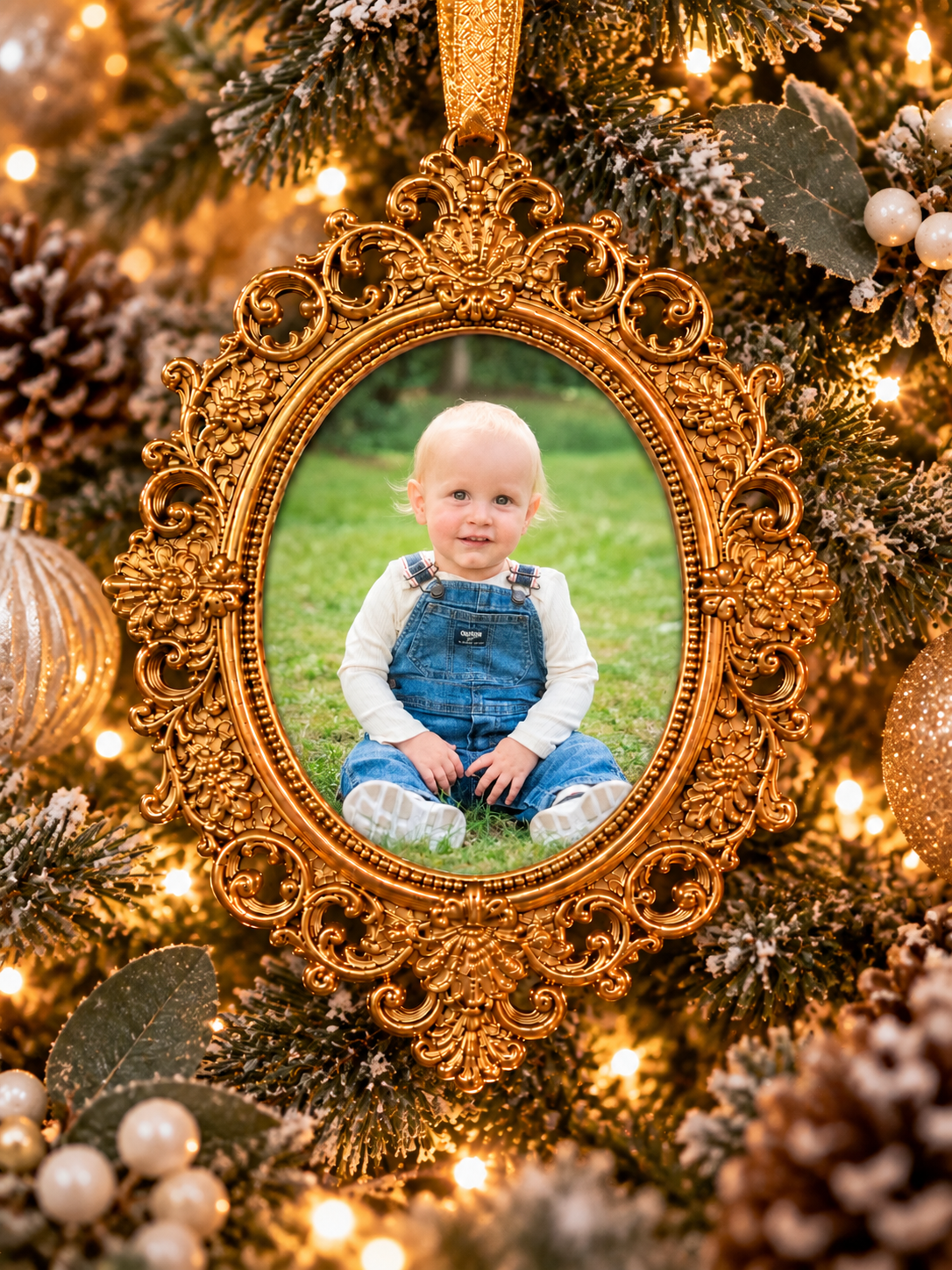 Personalized Vintage Photo Frame Christmas Ornament
