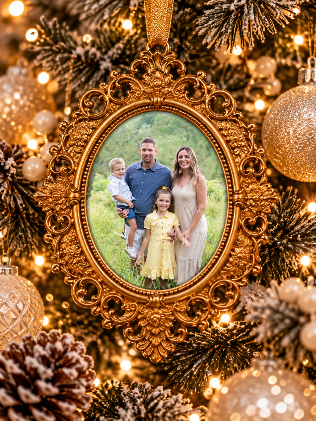 Personalized Vintage Photo Frame Christmas Ornament