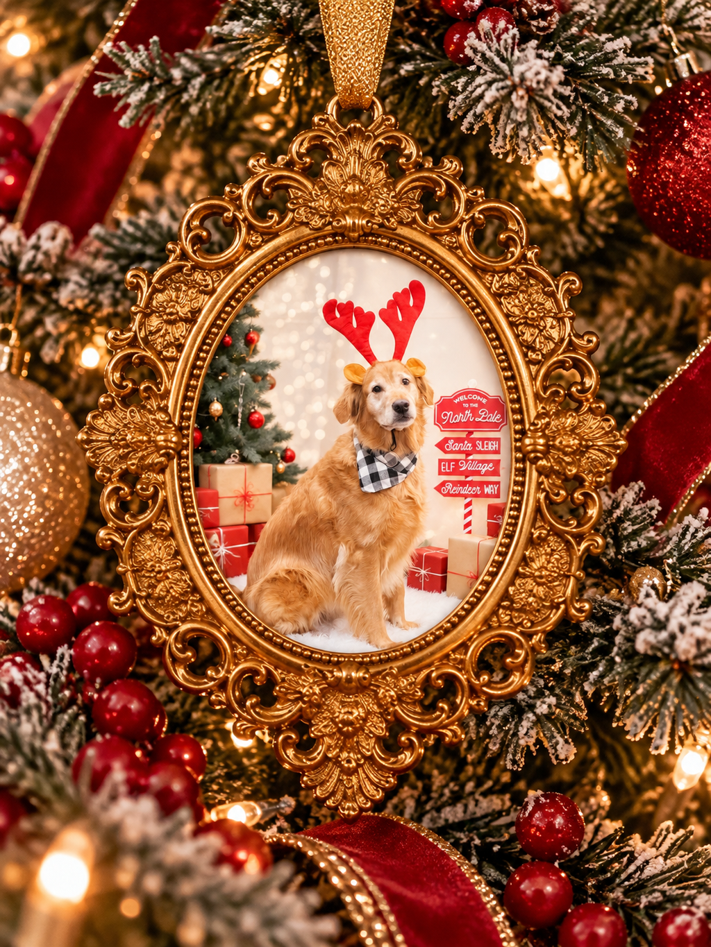 Personalized Vintage Photo Frame Christmas Ornament