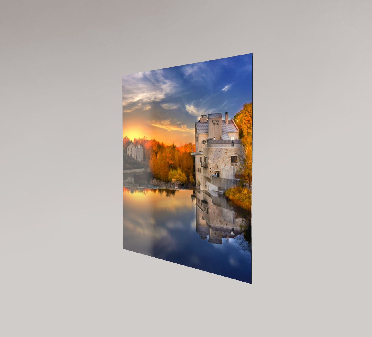 Elora Mill Sunset on Metal