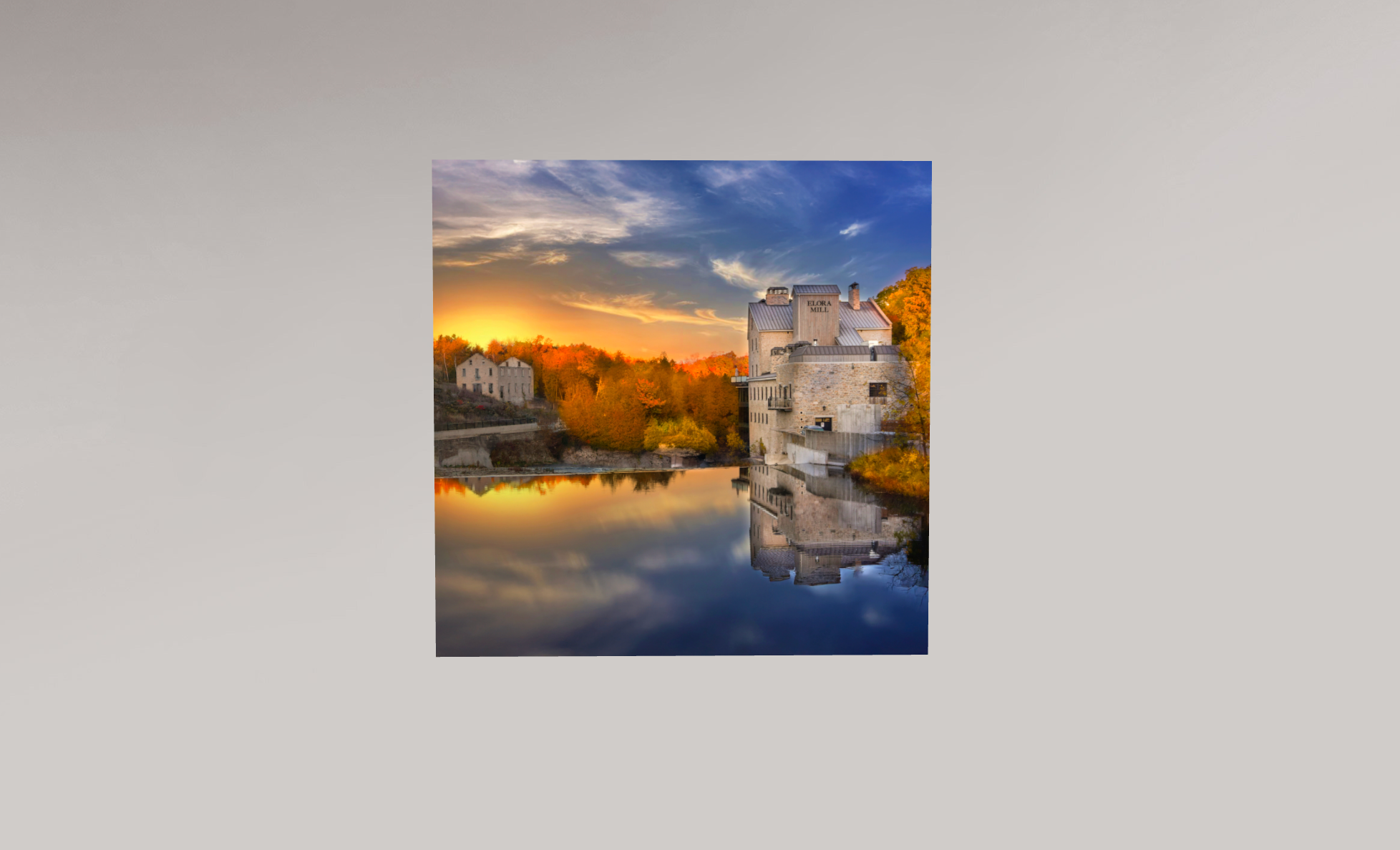 Elora Mill Sunset on Metal