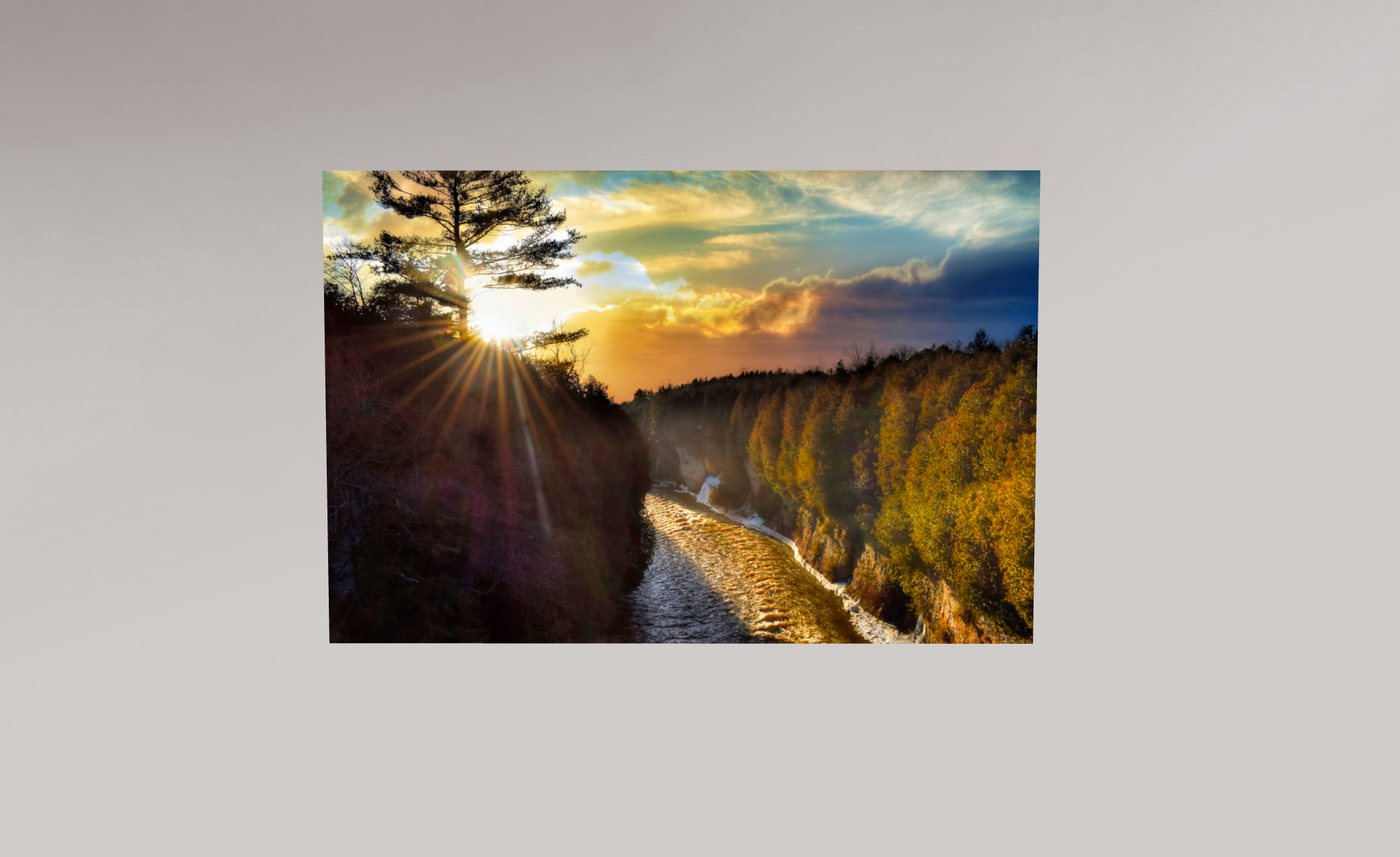 Elora Gorge Sunset on Metal