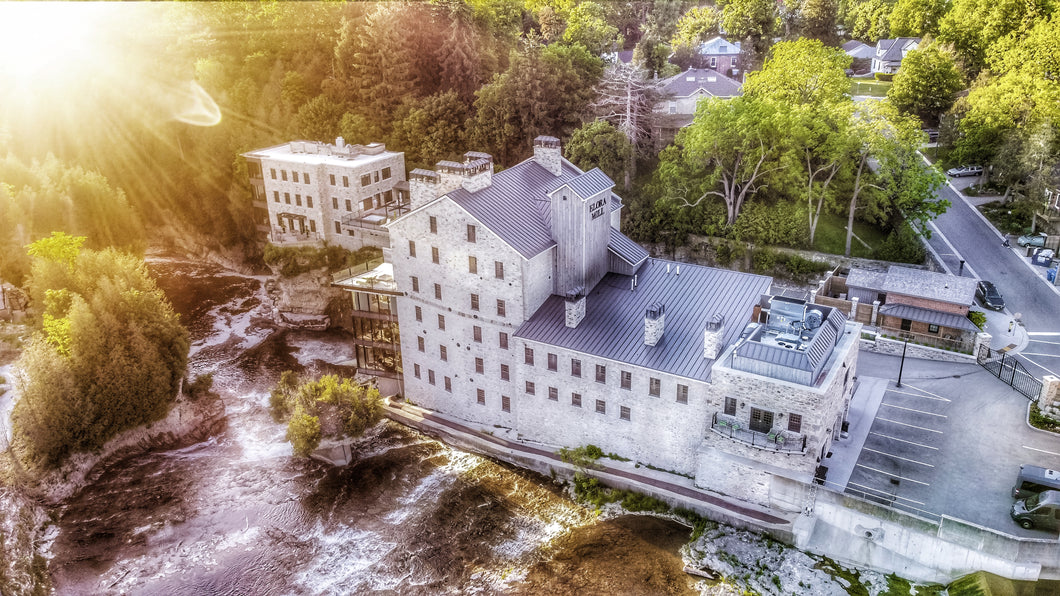 Aerial View of The Elora Mill - Print