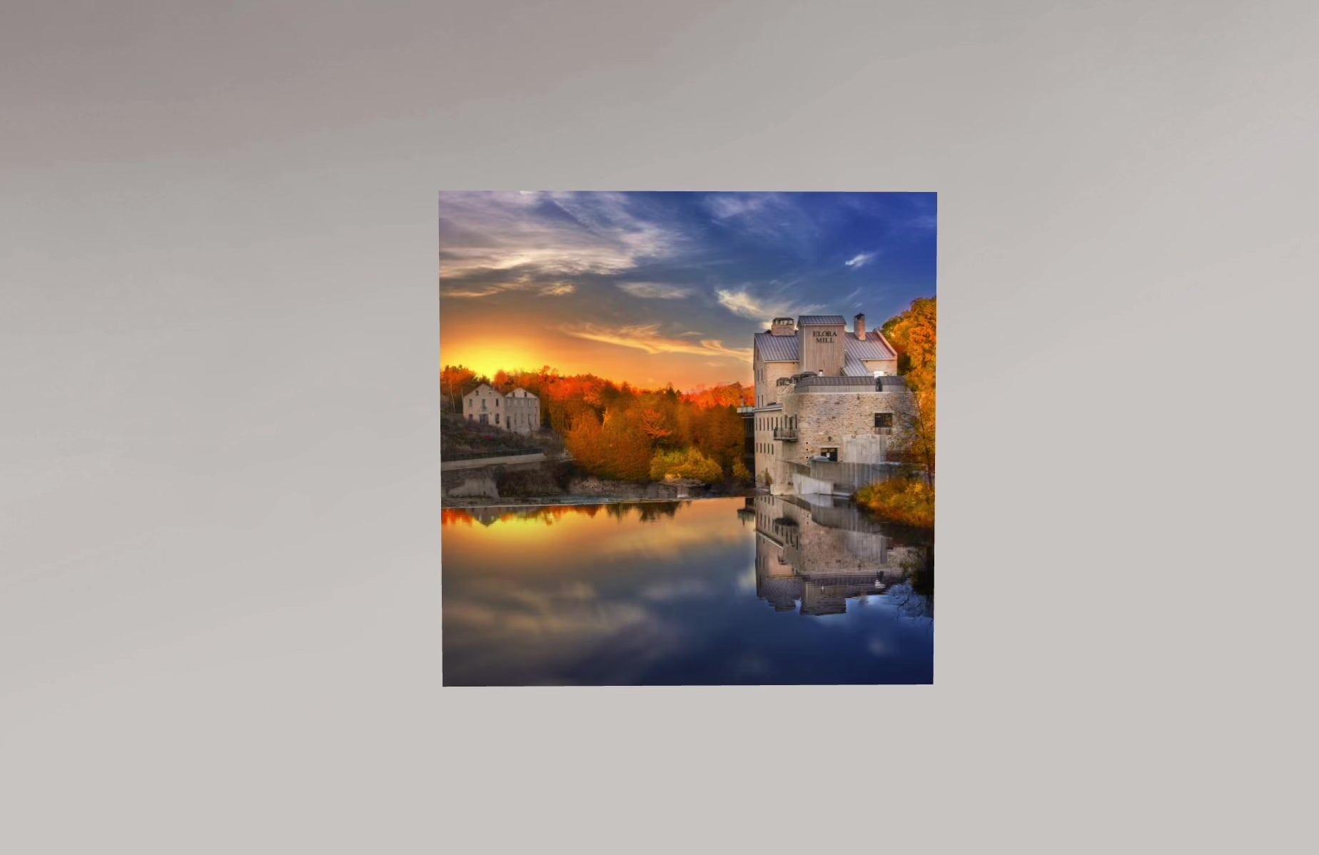 Elora Mill Sunset on Metal