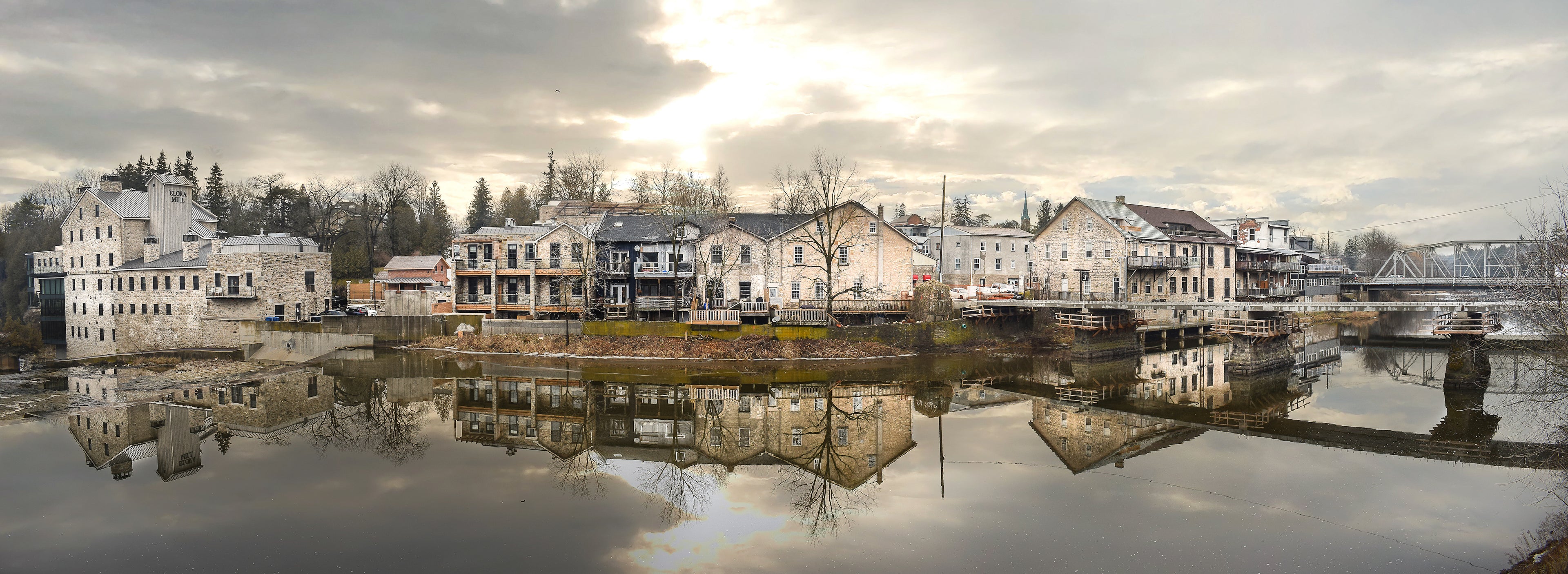 Panoramic Elora at sunset