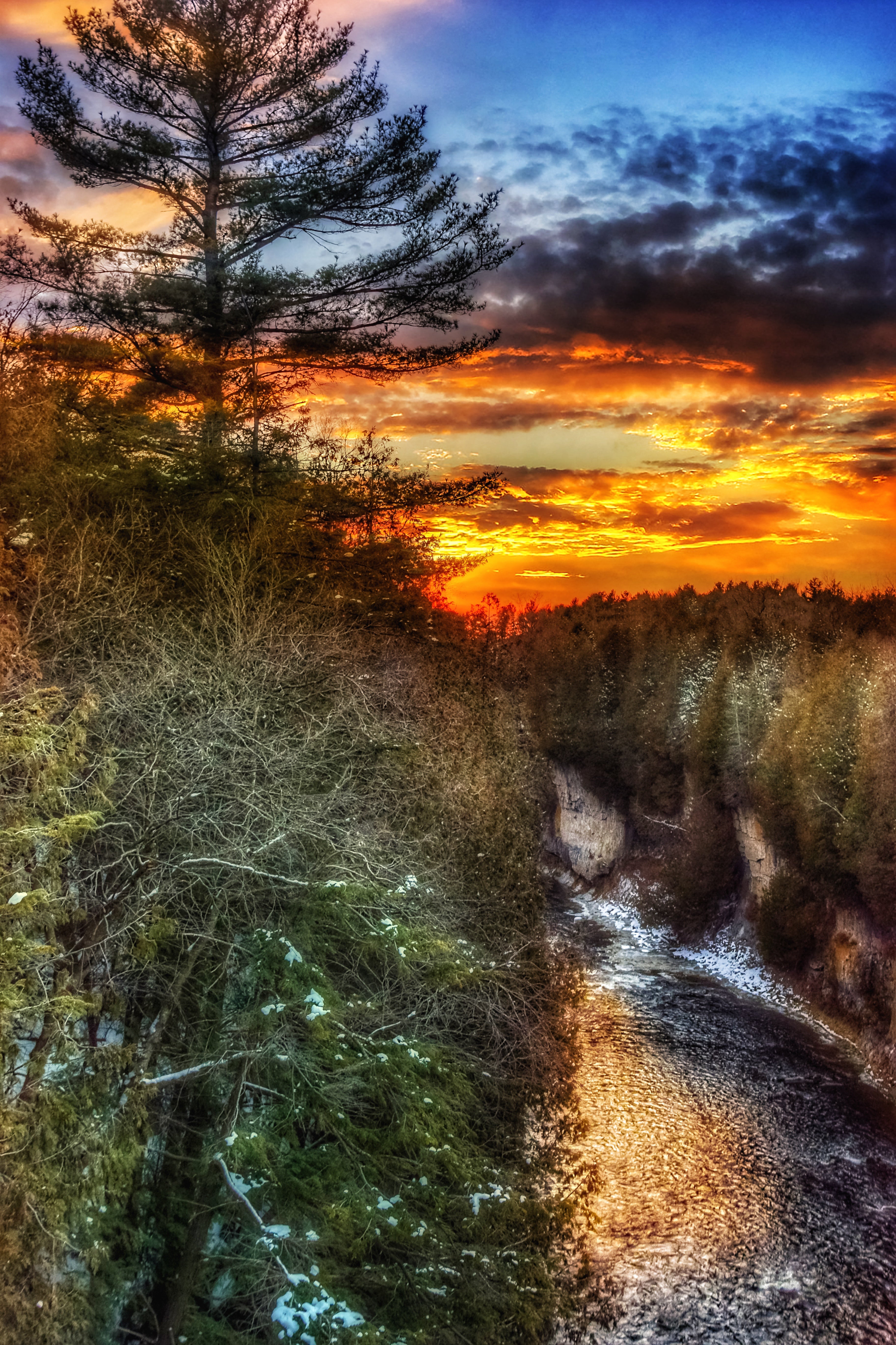 Elora Gorge Winter Sunset
